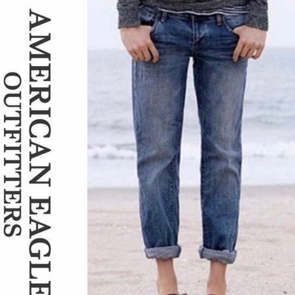 American Eagle Boy Jean Cropped Straight Dark Wash Jeans Women’s 6